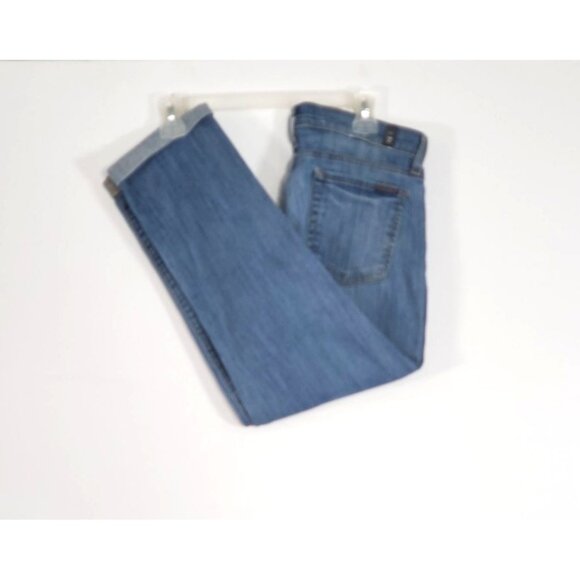 7 For All Mankind Women's Blue The Skinny  Crop & Roll Jeans Size 28" 1015 - Picture 5 of 10